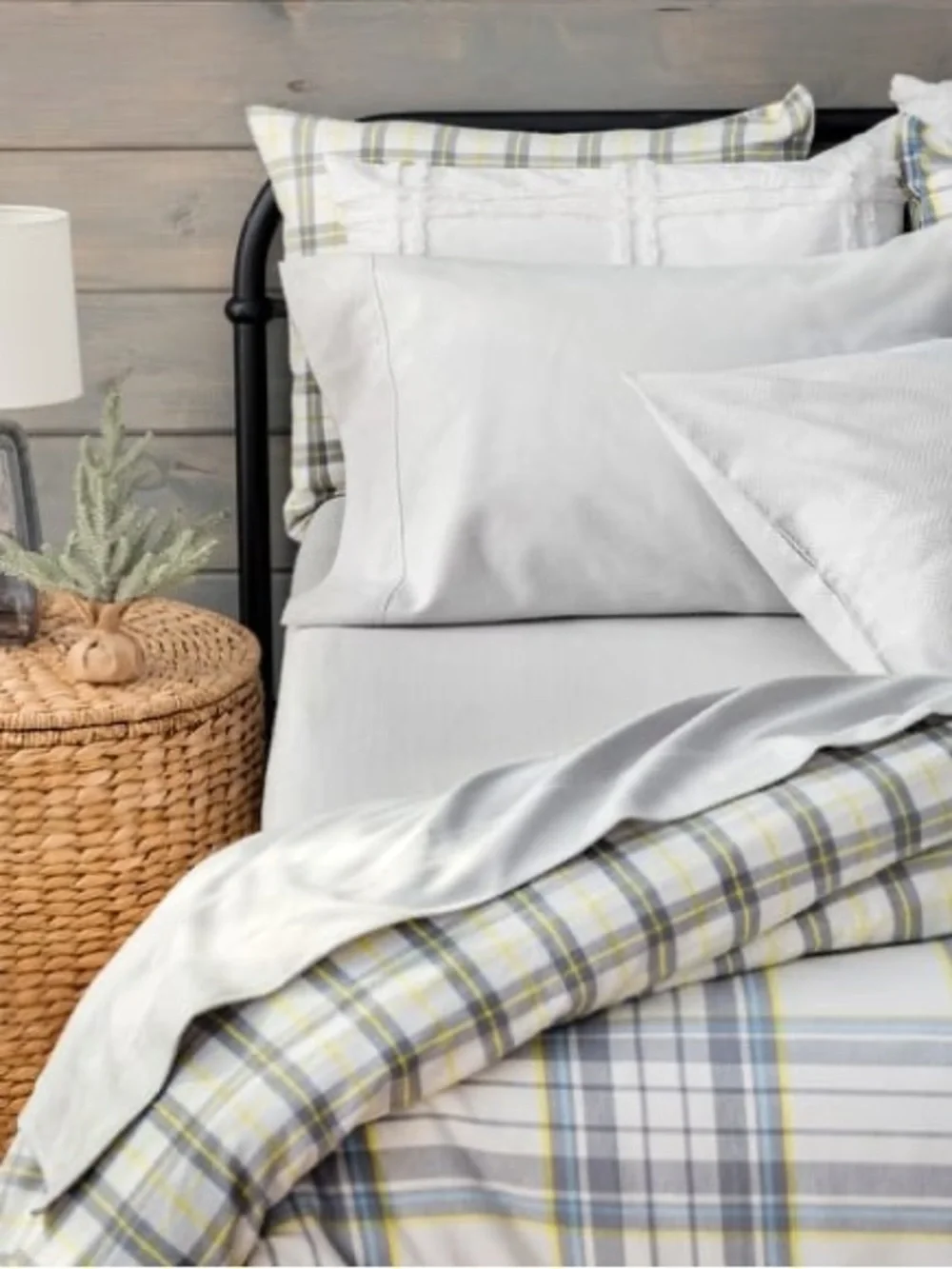 🛏️ New Martha Stewart Flannel Herringbone Sheet Set. Full. Slate Grey.